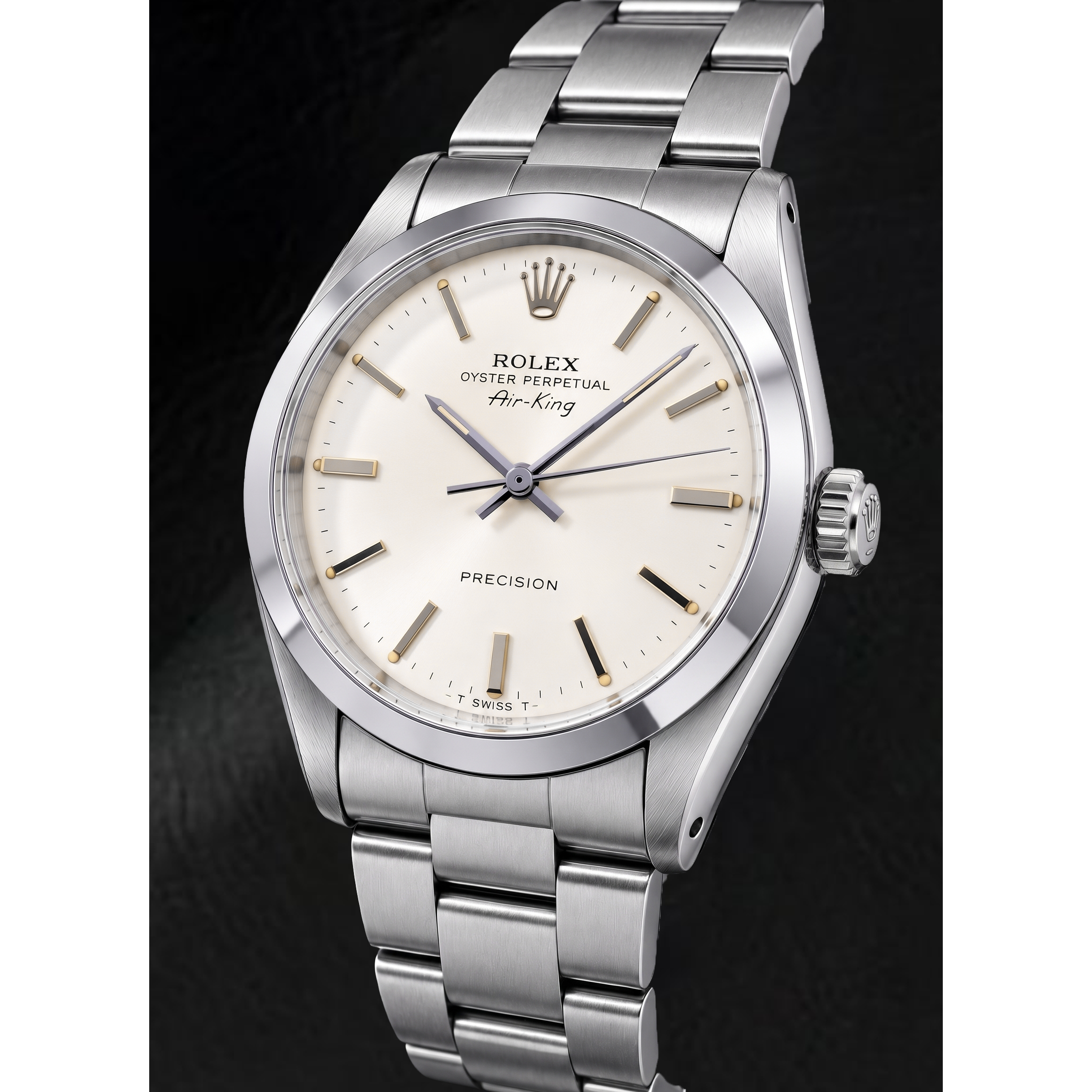 Rolex Air-King 5500 34mm Silver Stick Dial Stainless Steel Wach