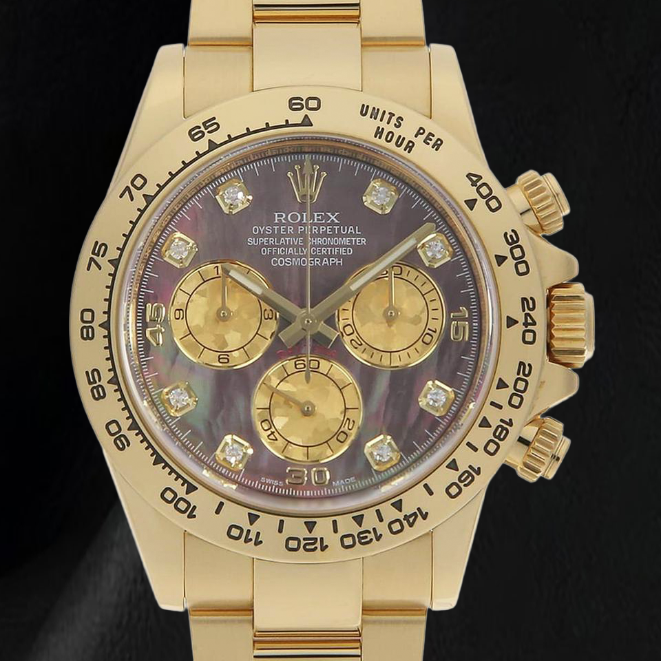 Rolex Cosmograph Daytona 116508 40mm Black Mother Of Pearl Dial Yellow Gold Watch