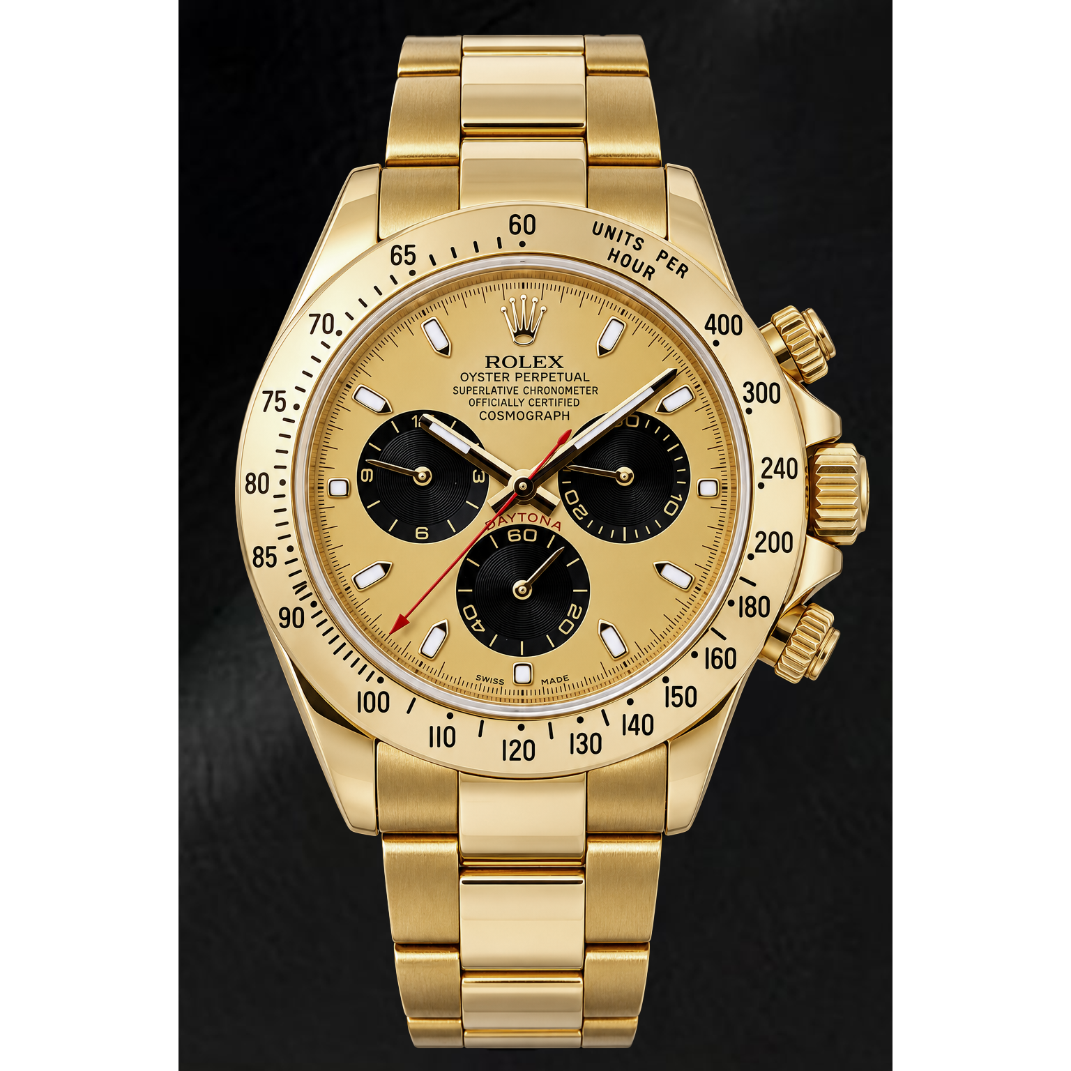 Rolex Cosmograph Daytona 116528 40mm Champagne Luminous Dial Yellow Gold Watch