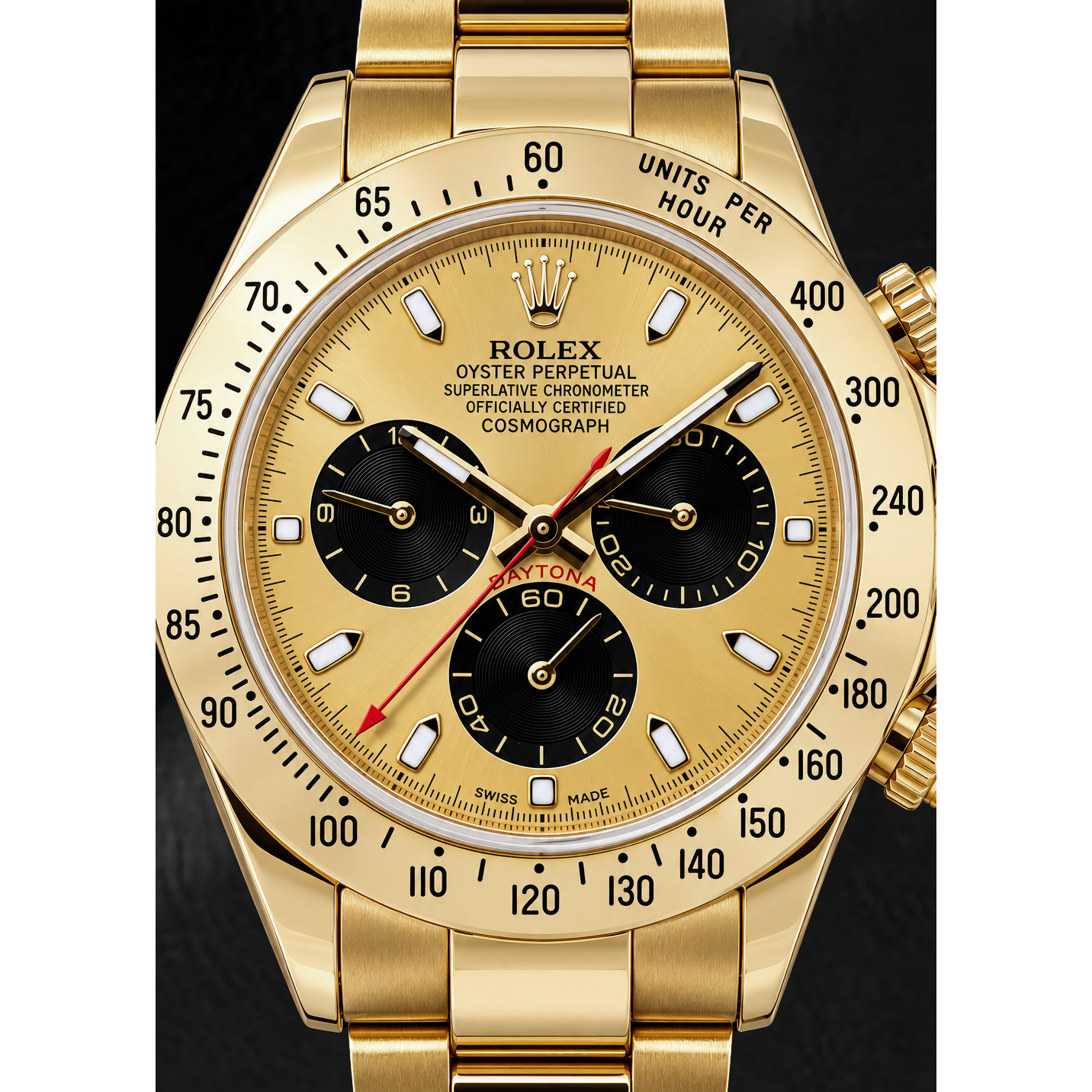 Rolex Cosmograph Daytona 116528 40mm Champagne Luminous Dial Yellow Gold Watch
