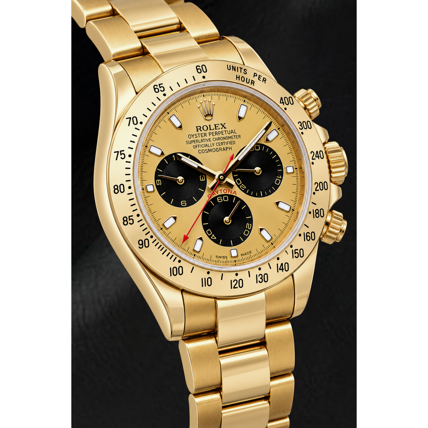 Rolex Cosmograph Daytona 116528 40mm Champagne Luminous Dial Yellow Gold Watch