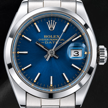 Rolex Date 26mm 6916 Blue Dial Smooth Bezel Stainless Steel Watch