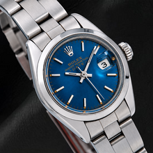 Rolex Date 26mm 6916 Blue Dial Smooth Bezel Stainless Steel Watch