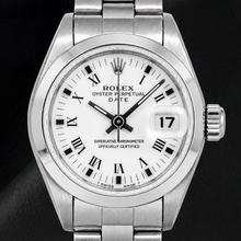 Rolex Date 69160 26mm White Roman Dial Stainless Steel Watch