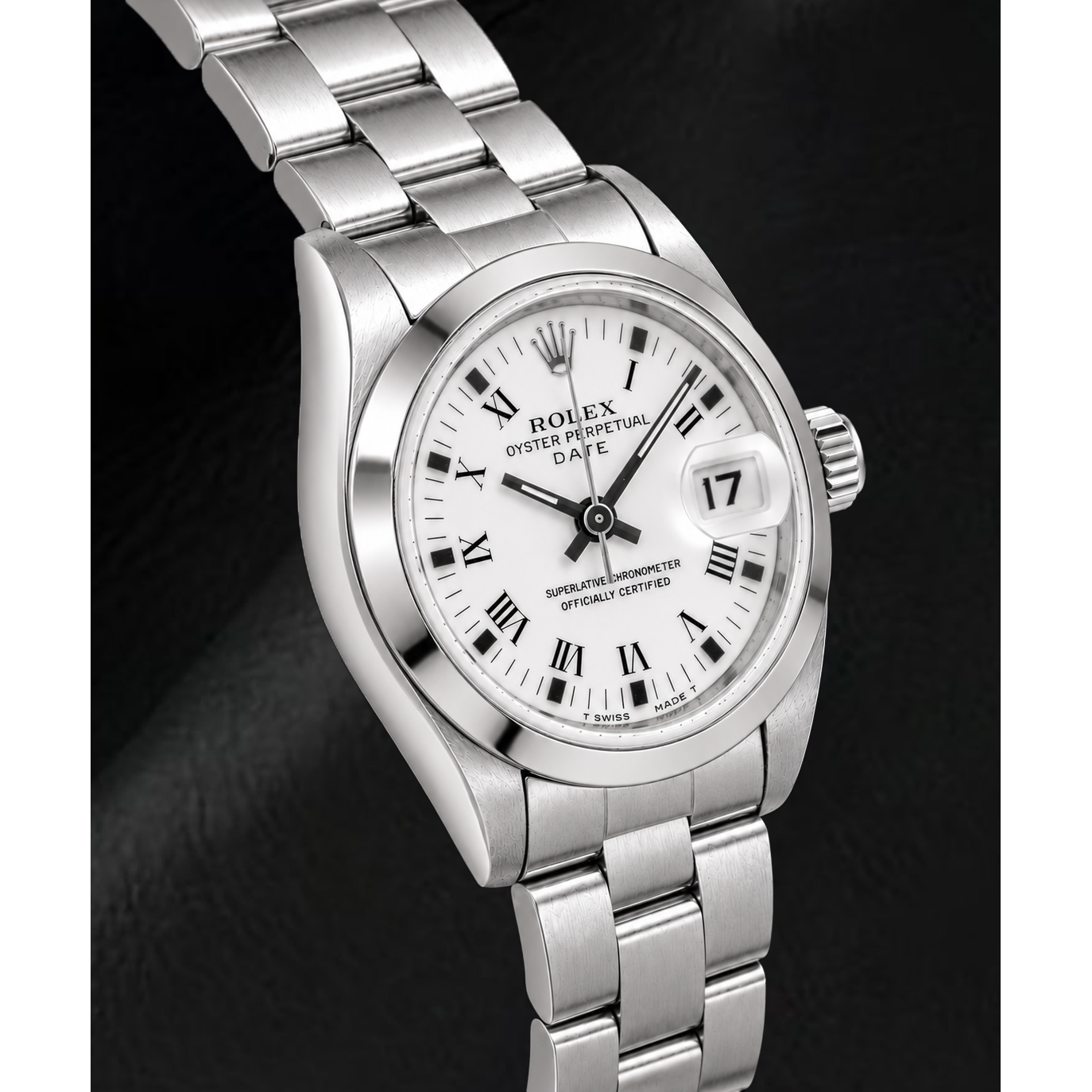 Rolex Date 69160 26mm White Roman Dial Stainless Steel Watch