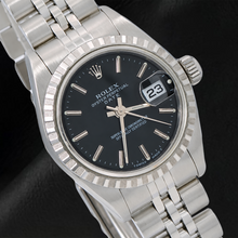 Rolex Date 6924 26mm Black Stick Dial Stainless Steel Jubilee Bracelet Watch