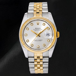 Rolex Datejust 116233 36mm Silver Diamond Dial Two Tone Watch