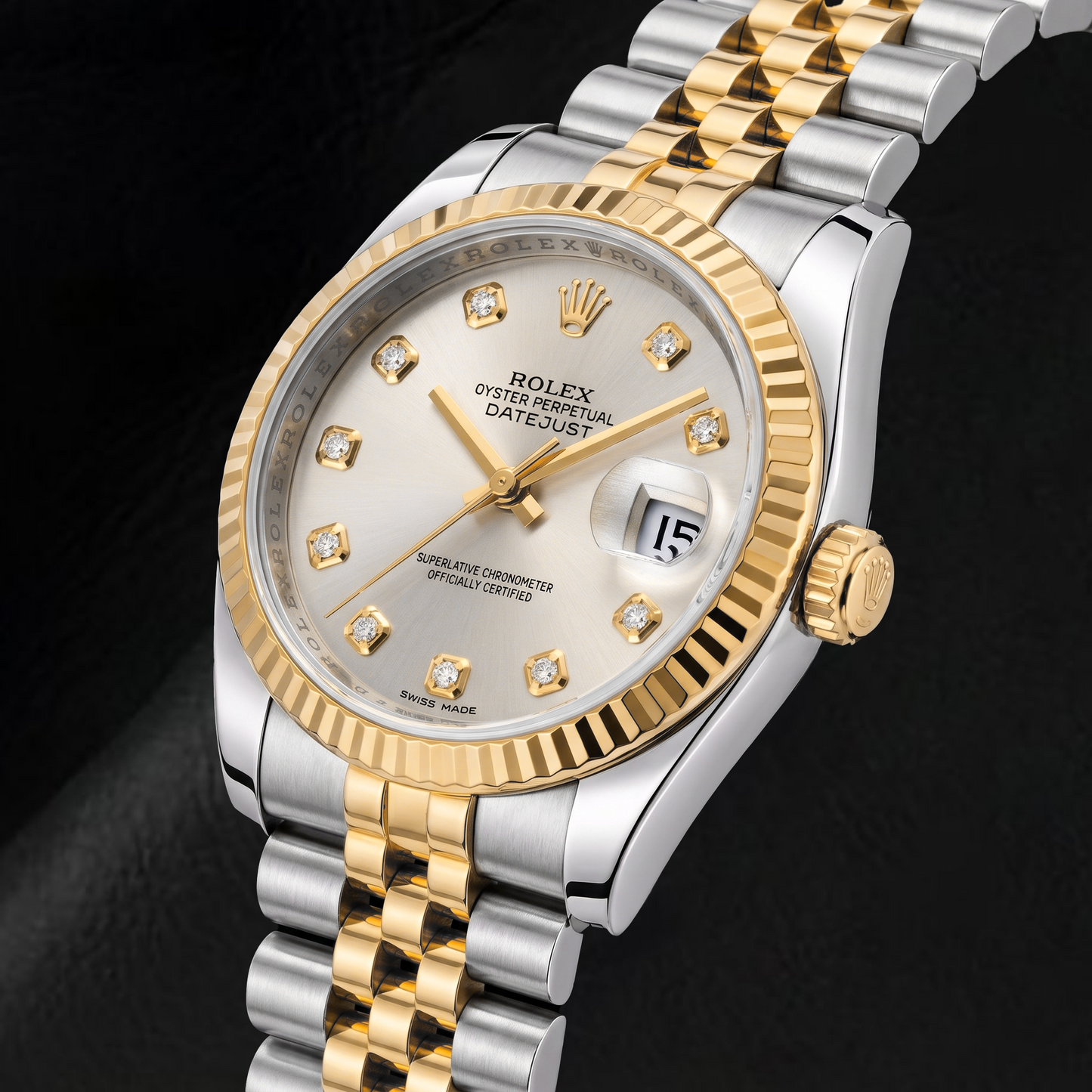 Rolex Datejust 116233 36mm Silver Diamond Dial Two Tone Watch
