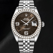 Rolex Datejust 116234 36mm Brown Floral Arabic Dial Stainless Steel Watch