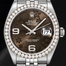 Rolex Datejust 116234 36mm Brown Floral Arabic Dial Stainless Steel Watch