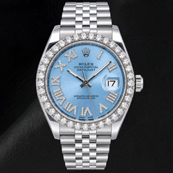 Rolex Datejust 116234 36mm Ice Blue Roman Diamond Dial Stainless Steel Watch