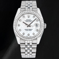 Rolex Datejust 116234 36mm White Mother of Pearl Diamond Dial Stainless Steel Watch