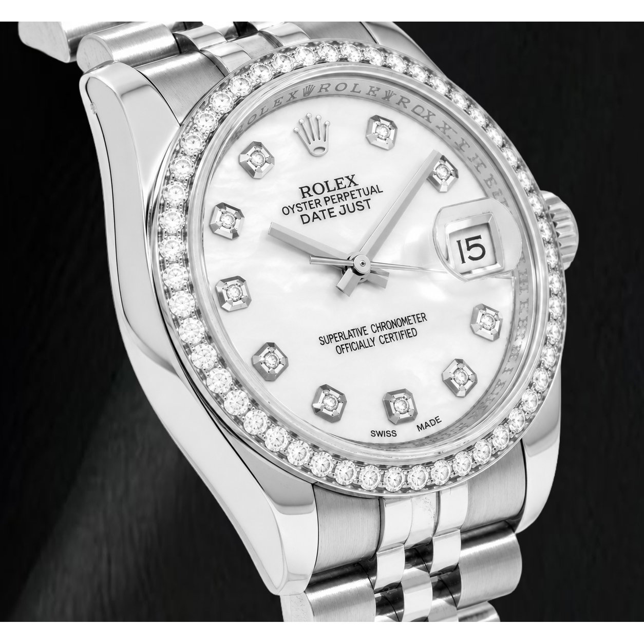 Rolex Datejust 116234 36mm White Mother of Pearl Diamond Dial Stainless Steel Watch