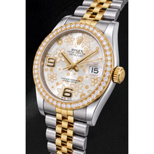 Rolex Datejust 116243 36mm Silver Floral Arabic Dial Two Tone Watch