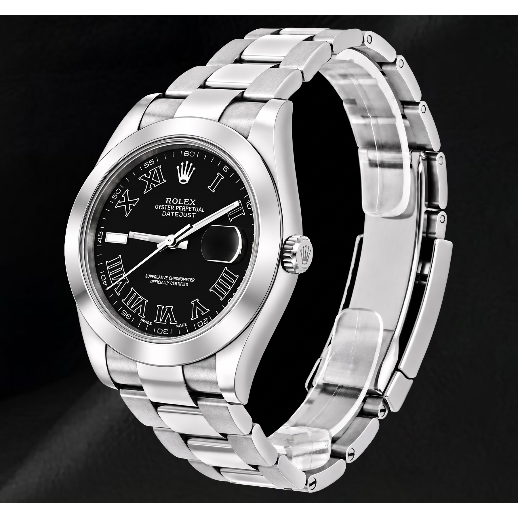 Rolex Datejust 116300 41mm Black Roman Dial Stainless Steel Watch