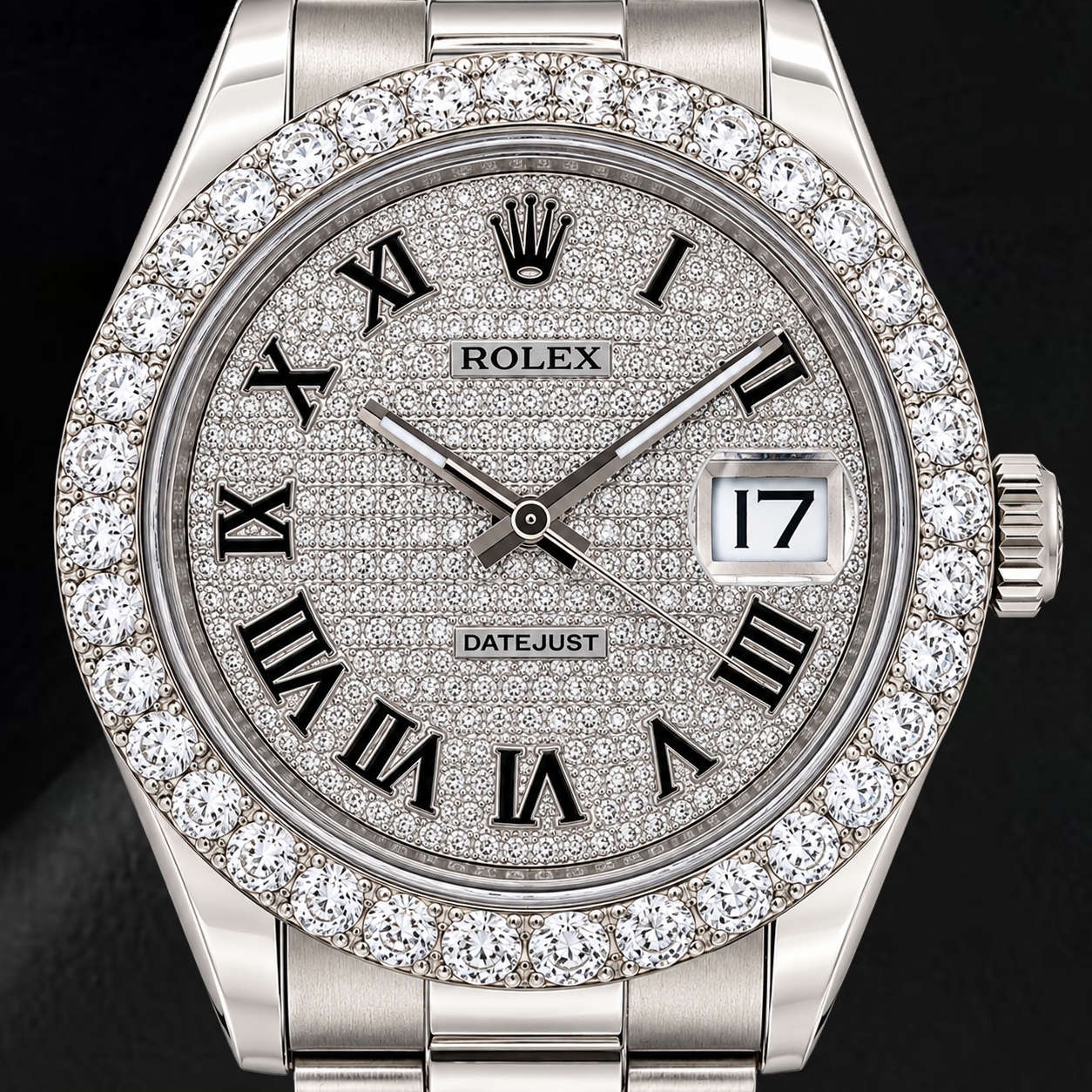 Rolex Datejust 116300 41mm Diamond Paved Roman Dial Stainless Steel Watch