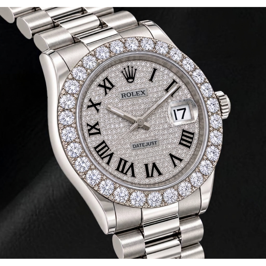 Rolex Datejust 116300 41mm Diamond Paved Roman Dial Stainless Steel Watch