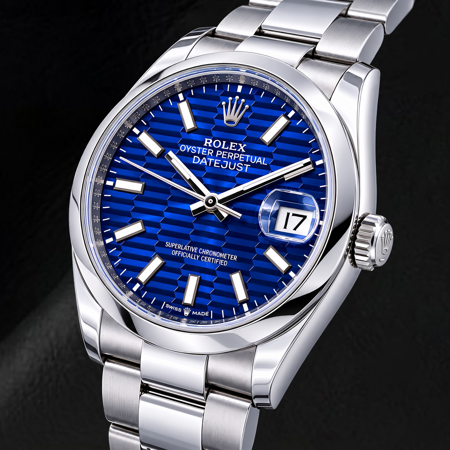 Rolex Datejust 126200 36mm Blue Motif Luminous Dial Stainless Steel Watch