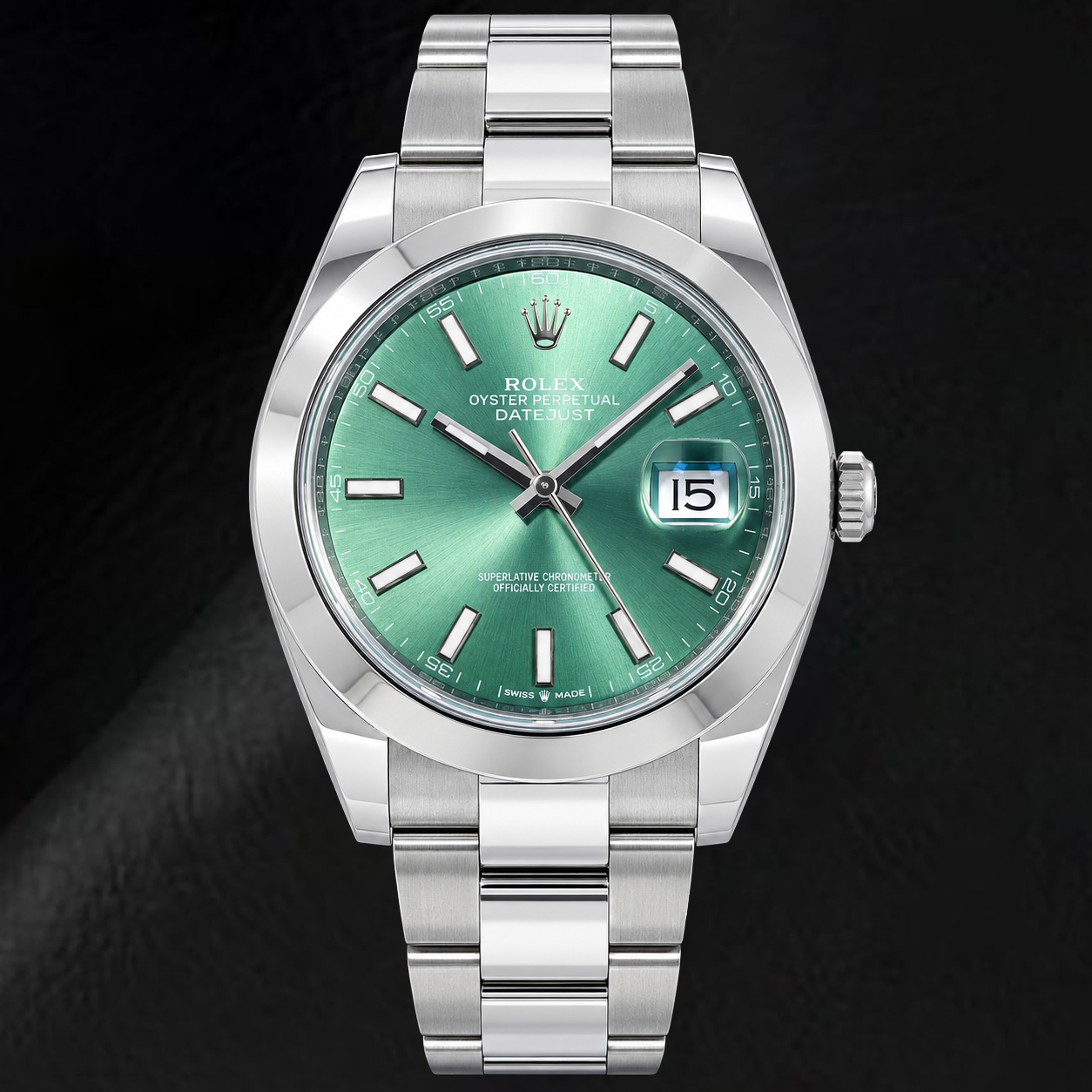 Rolex Datejust 126300 41mm Green Luminous Dial Stainless Steel Watch
