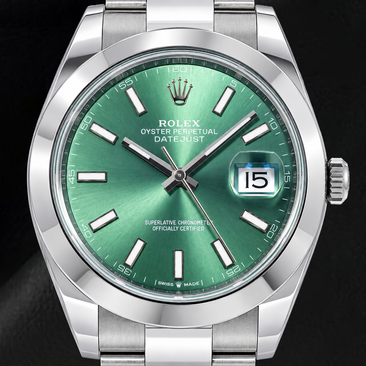 Rolex Datejust 126300 41mm Green Luminous Dial Stainless Steel Watch