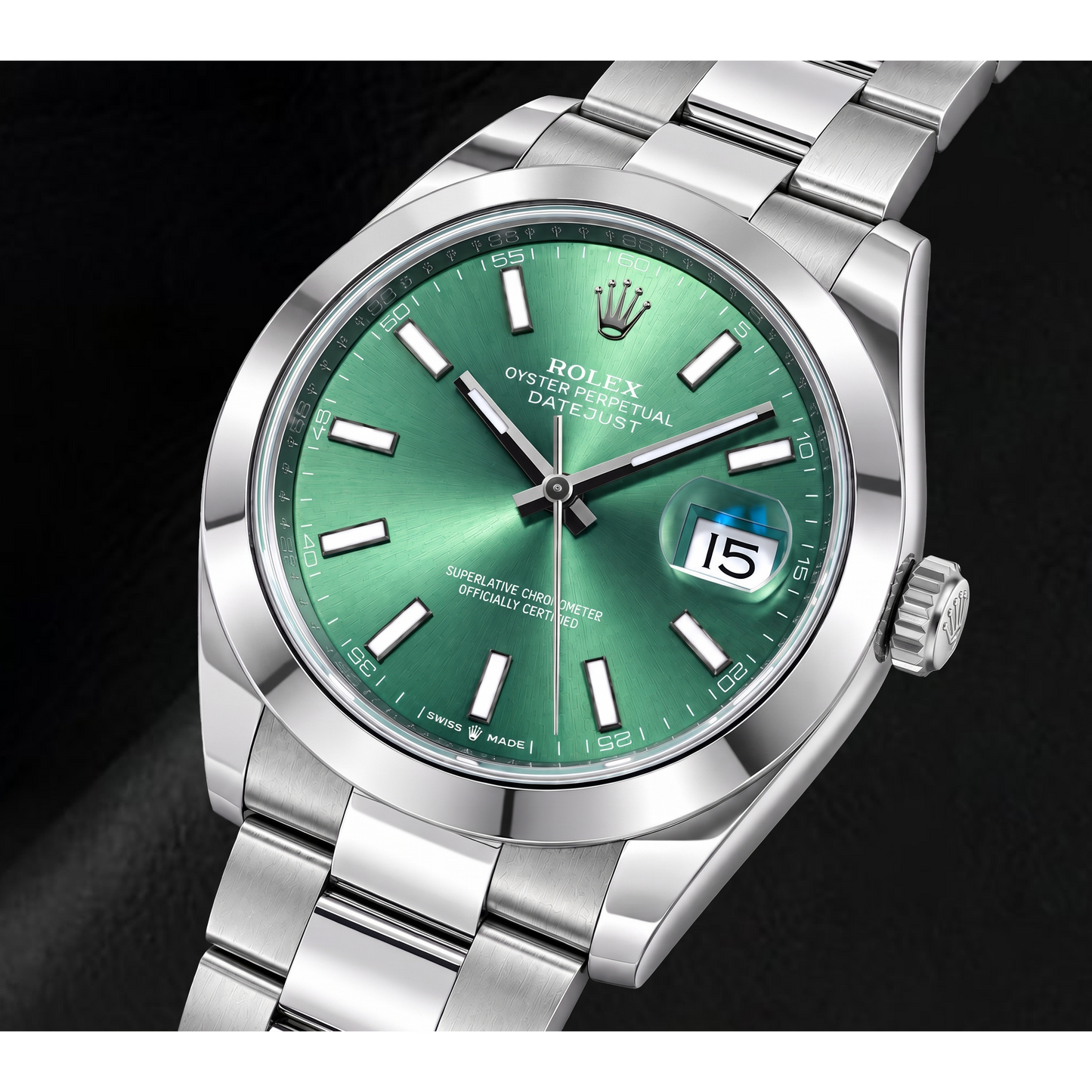 Rolex Datejust 126300 41mm Green Luminous Dial Stainless Steel Watch