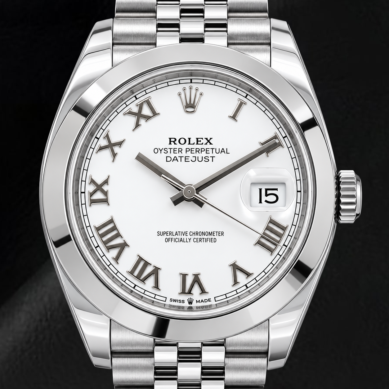 Rolex Datejust 126300 41mm White Roman Dial Stainless Steel Watch