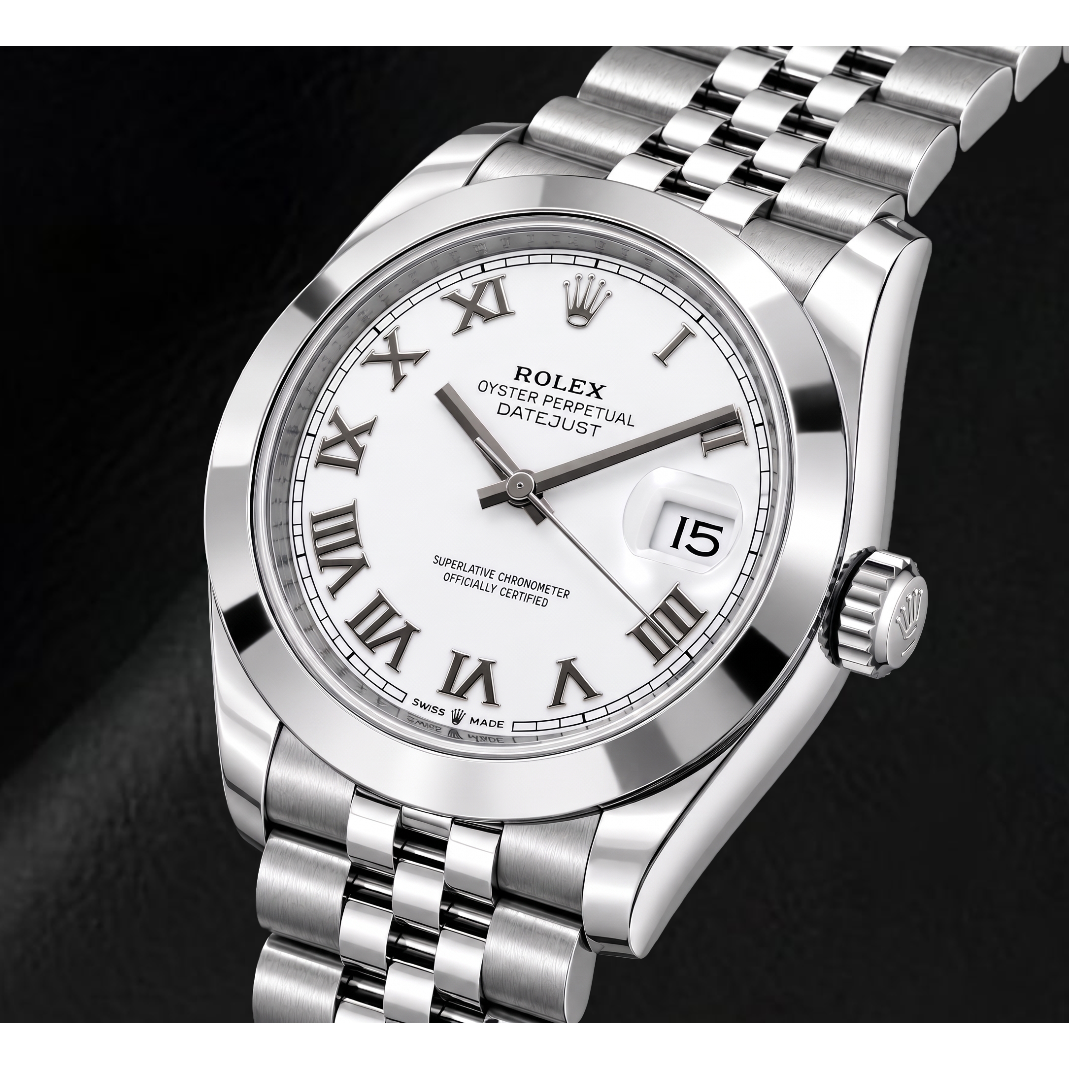 Rolex Datejust 126300 41mm White Roman Dial Stainless Steel Watch