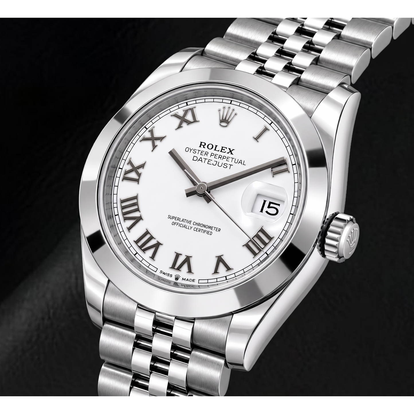 Rolex Datejust 126300 41mm White Roman Dial Stainless Steel Watch