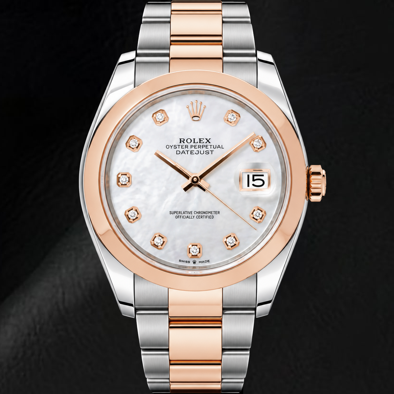 Rolex Datejust 126301 41mm White Mother of Pearl Diamond Dial Two Tone Watch