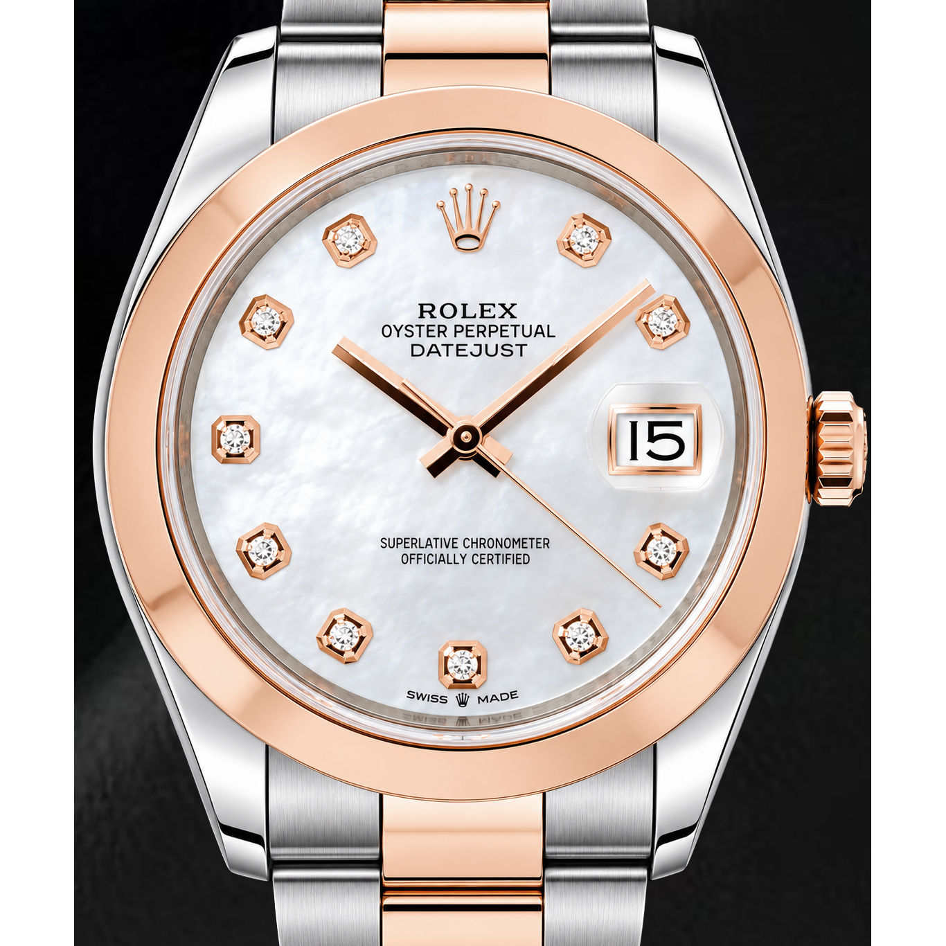 Rolex Datejust 126301 41mm White Mother of Pearl Diamond Dial Two Tone Watch
