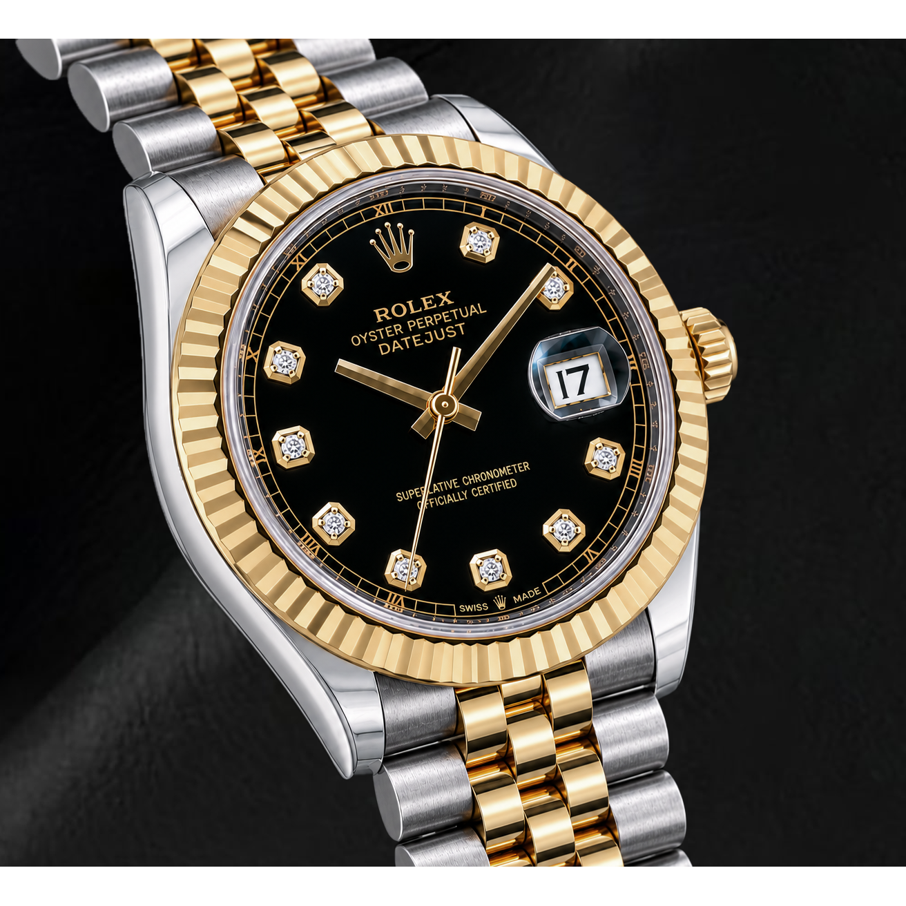 Rolex Datejust 126333 41mm Black Diamond Dial Two Tone Watch