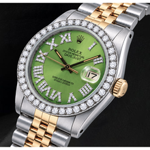 Rolex Datejust 1601 36mm Green Roman Diamond Dial Two Tone Watch