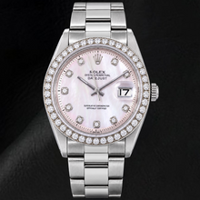 Rolex Datejust 1601 36mm Pink Mother of Pearl Diamond Dial Stainless Steel Watch