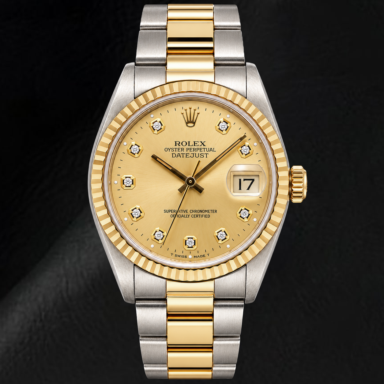 Rolex Datejust 16013 36mm Champagne Diamond Dial Two Tone Watch