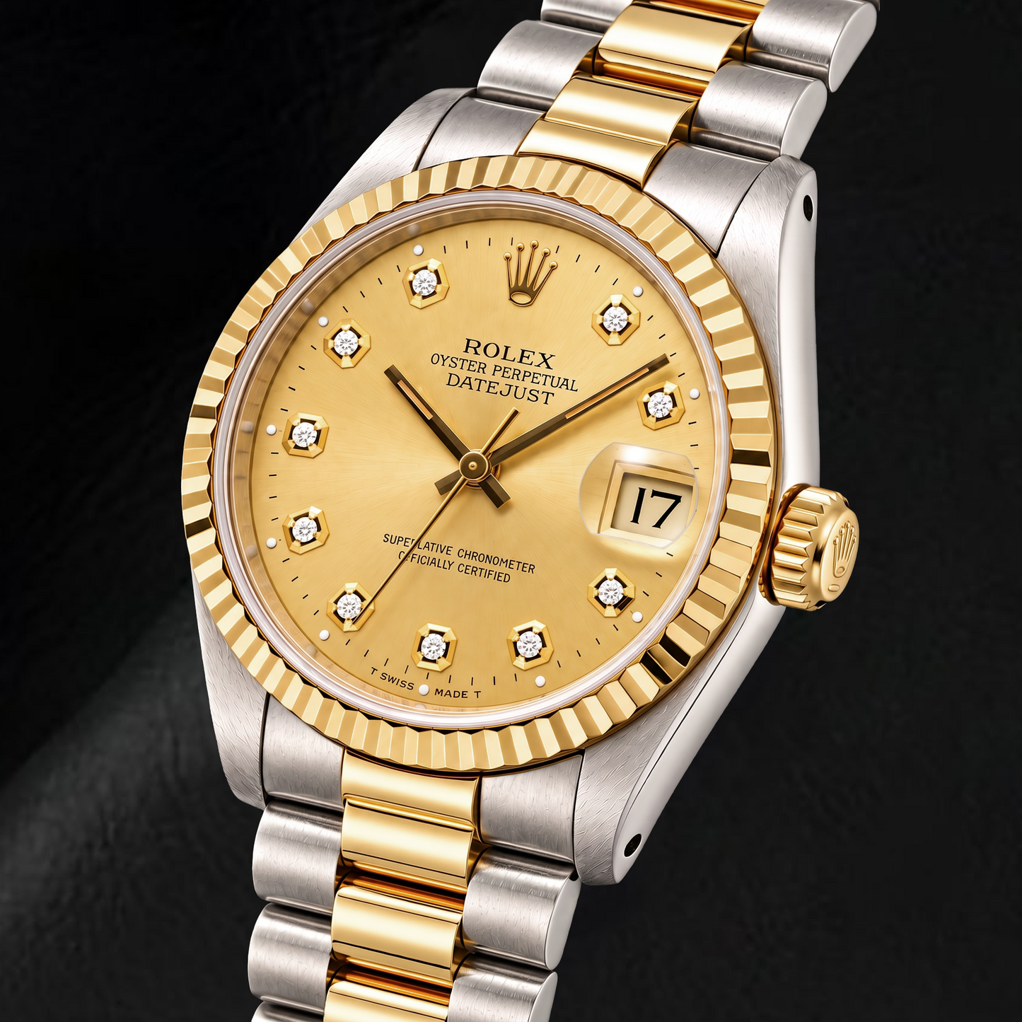 Rolex Datejust 16013 36mm Champagne Diamond Dial Two Tone Watch