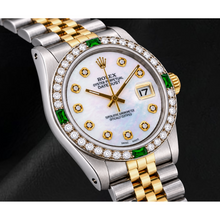 Rolex Datejust 16013 36mm White Mother of Pearl Diamond Dial Two Tone Watch