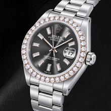 Rolex Datejust 16014 36mm Gray Baguette Diamond Dial Stainless Steel Watch