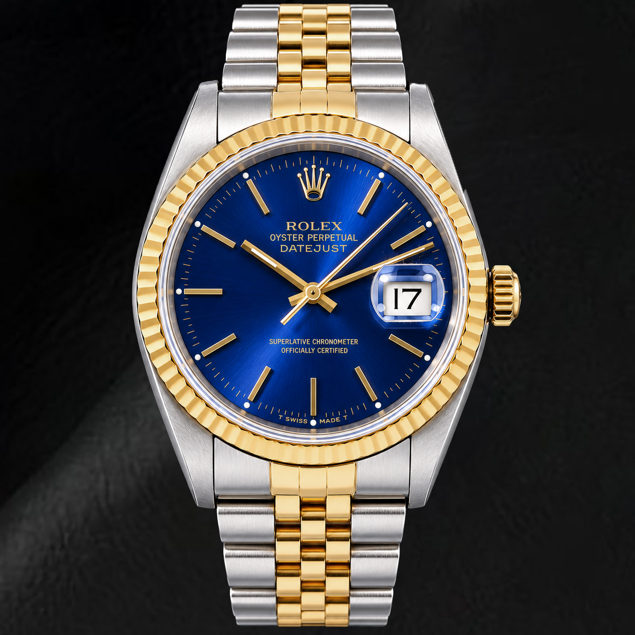 Rolex Datejust 16233 36mm Blue Stick Dial Two Tone Watch