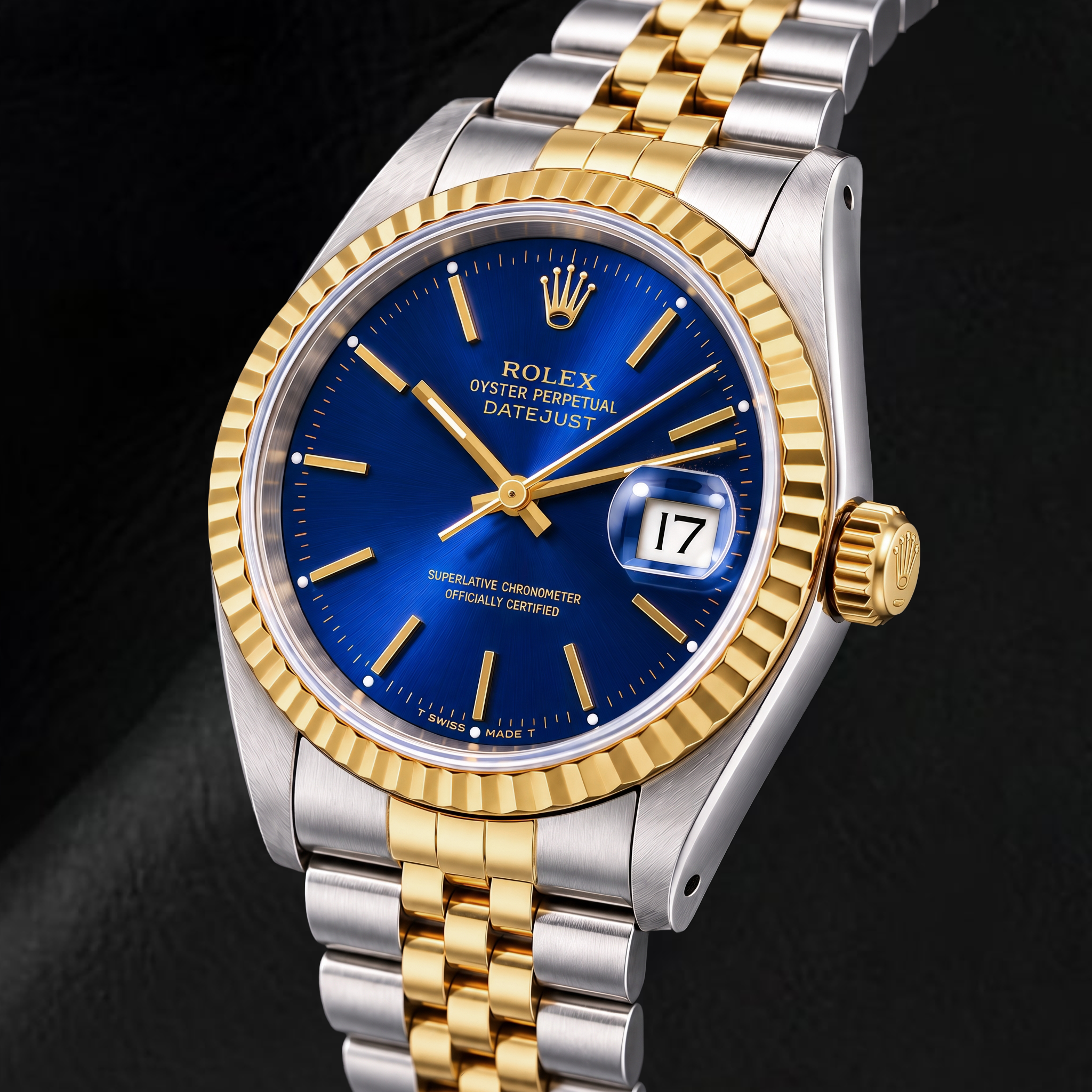 Rolex Datejust 16233 36mm Blue Stick Dial Two Tone Watch