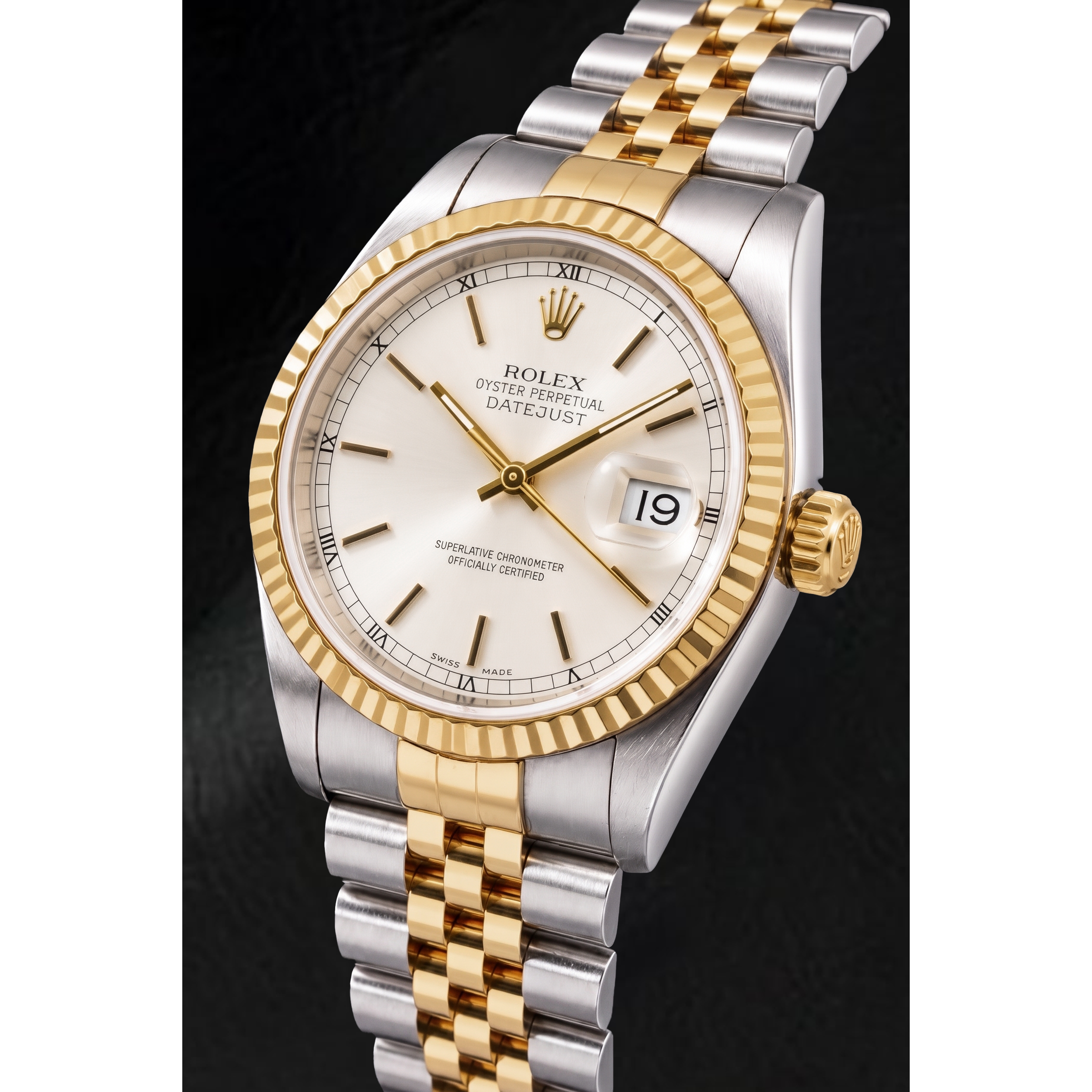 Rolex Datejust 16233 36mm Silver Stick Dial Two Tone Watch