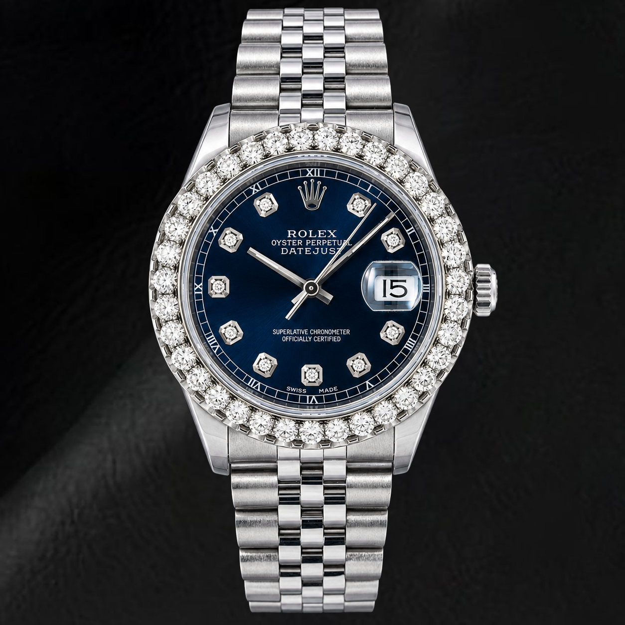 Rolex Datejust 16234 36mm Blue Diamond Dial Stainless Steel Watch