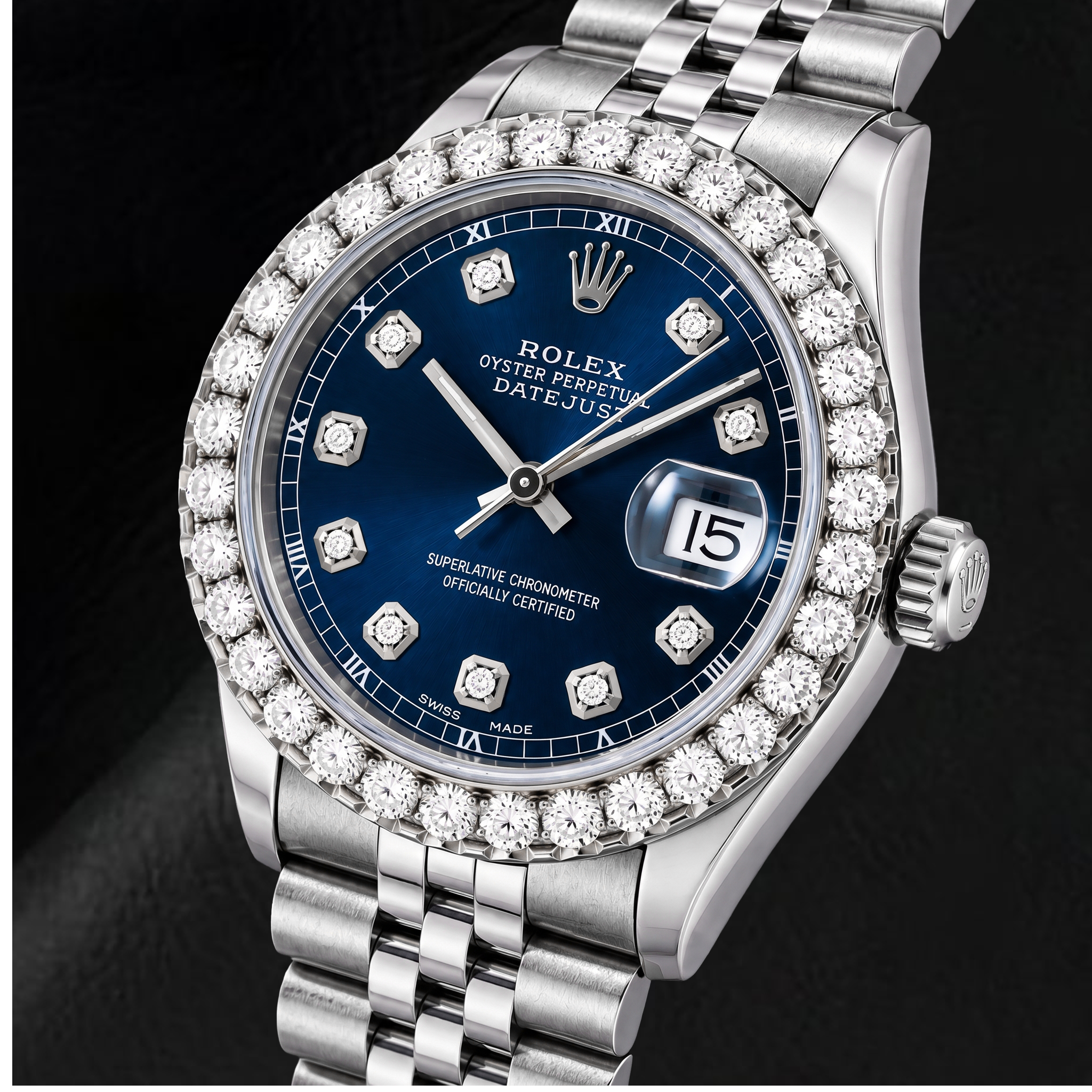 Rolex Datejust 16234 36mm Blue Diamond Dial Stainless Steel Watch