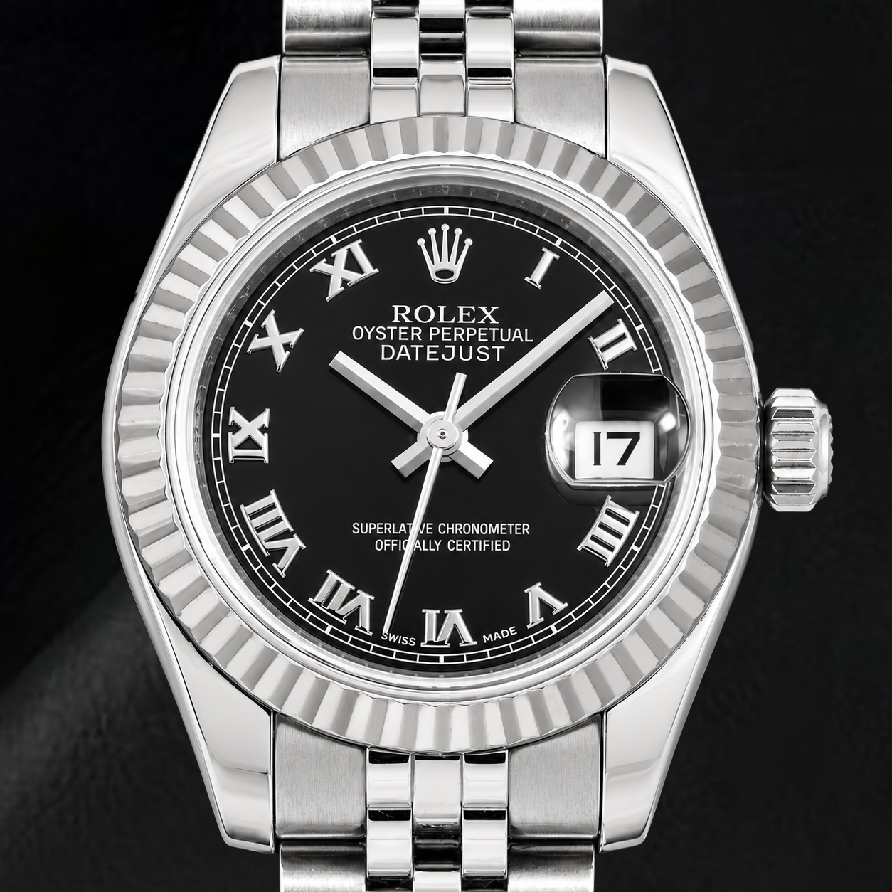 Rolex Datejust 179174 26mm Black Roman Dial Stainless Steel Watch