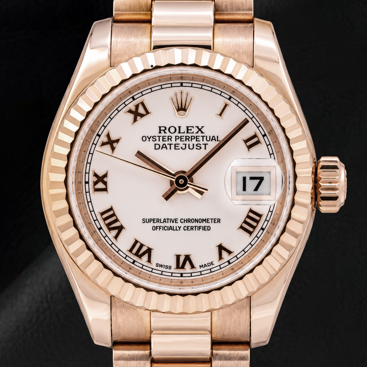 Rolex Datejust 179175 26mm Pink Roman Dial Rose Gold Watch