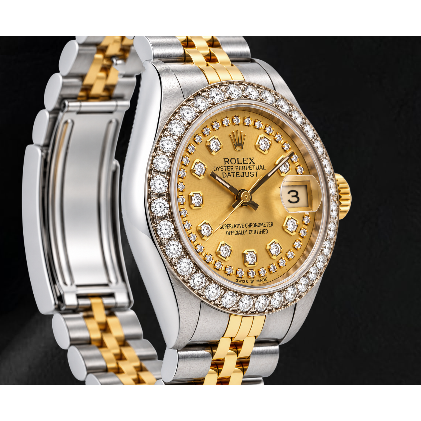 Rolex Datejust 26mm 6917 Champagne  String Diamond Dial Two Tone Jubilee Bracelet Watch