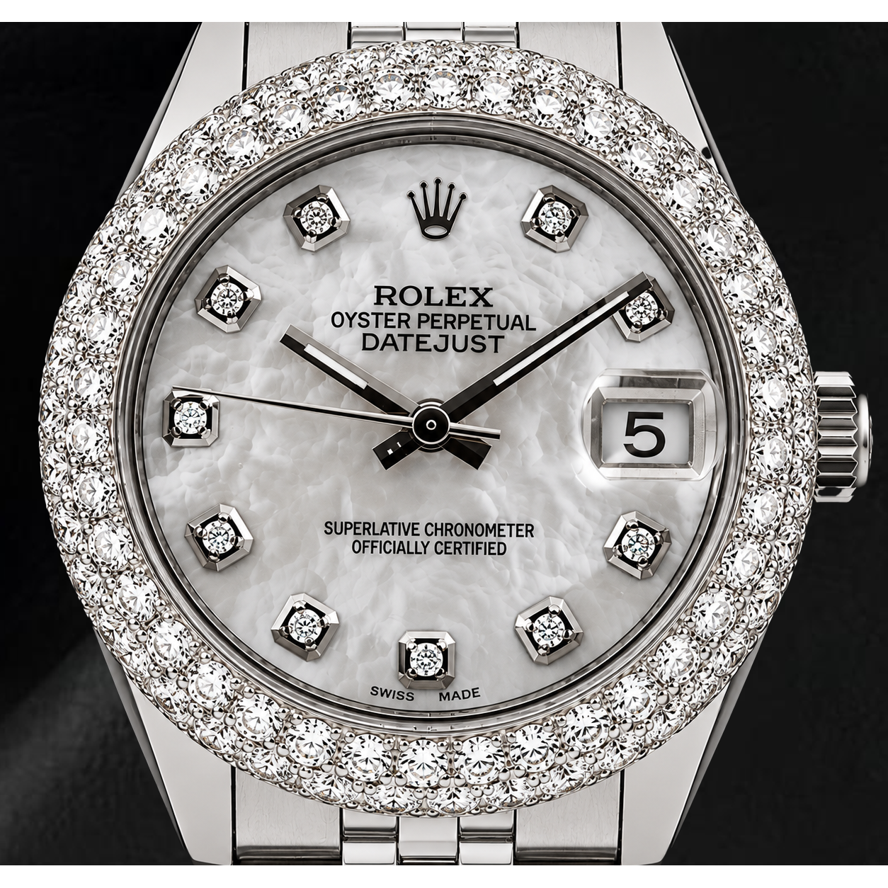 Rolex Datejust 31mm 178240 White Mother of Pearl Diamond Dial Diamond Bezel Watch