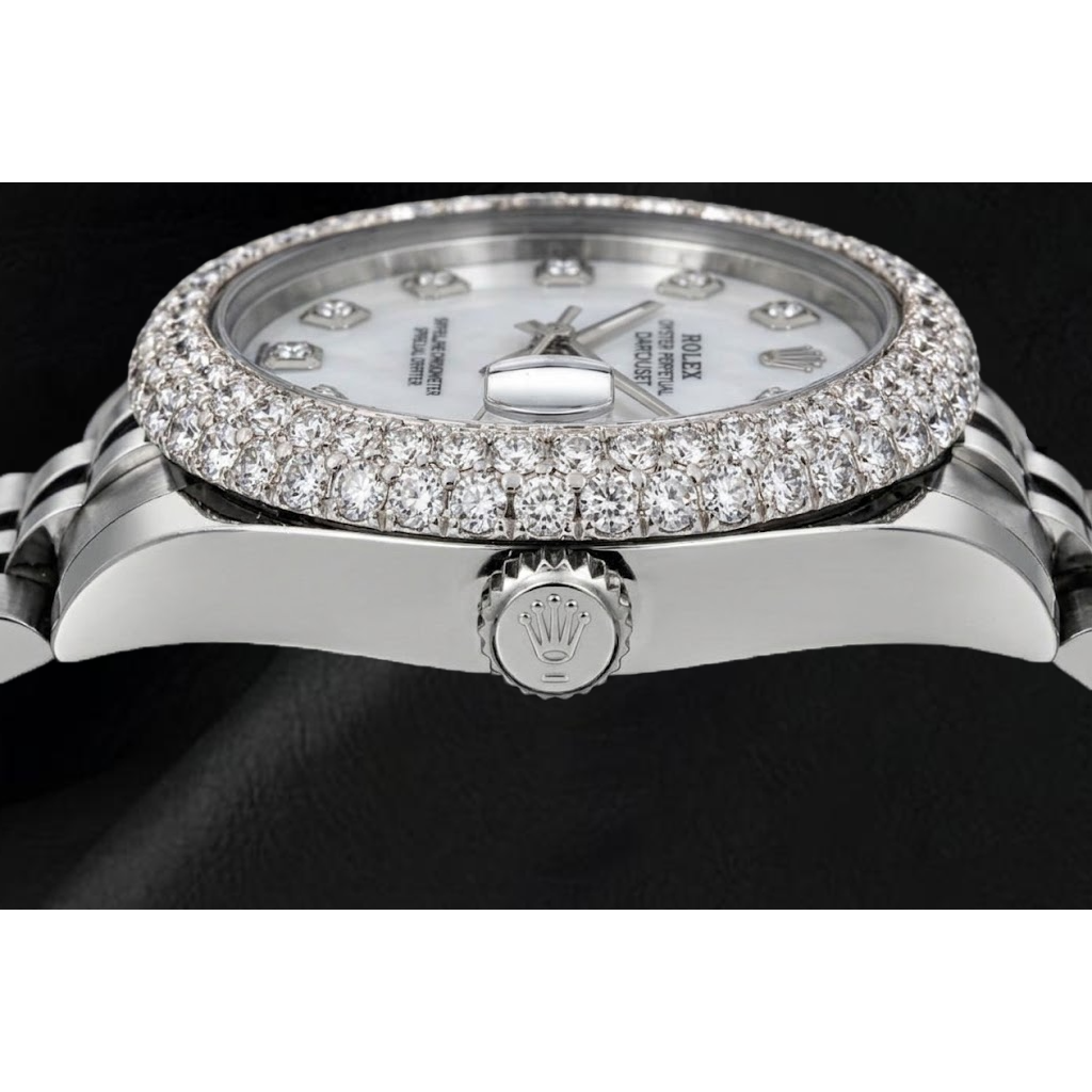 Rolex Datejust 31mm 178240 White Mother of Pearl Diamond Dial Diamond Bezel Watch