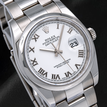 Rolex Datejust 36mm 116200 White Roman Dial Smooth Bezel Watch