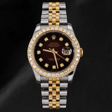 Rolex Datejust 36mm 116233 Red Diamond Dial Diamond Bezel Two Tone Watch