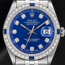 Rolex Datejust 36mm 1601 Blue Diamond Dial Diamond Bezel Stainless Steel Watch